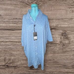 California Men’s XXL Blue Floral Button Down Shirt Short Sleeve NWT
